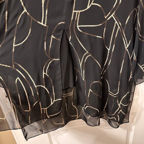 Joseph Ribkoff | 18 Black JDS Tunic Top Dressy Sheer Mature Sequin Chain Overlay - Picture 8 of 15